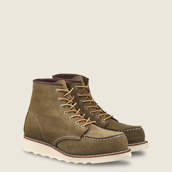 Red Wing Womens 6-inch Classic Moc – Short Mohave Leather - Heritage Boots Olive - 8107QUBOC